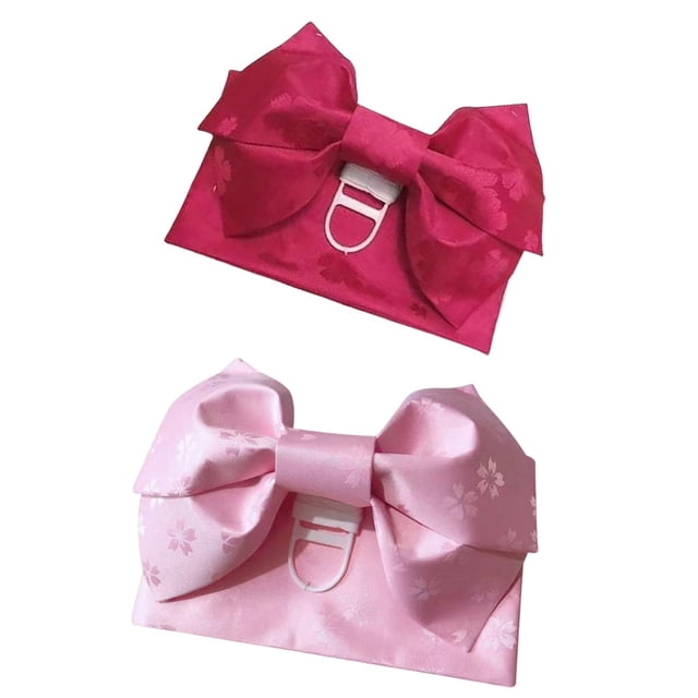 Cinturón Japonés Zulema Kimono Obi Pre Tie Bow Sakura Patrón Rosa 2 uds