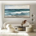 thumbnail image 3 of Abstract Ocean Waves Canvas Painting Original Blue Ocean Canvas Art Modern Seascape Wall Art Decor for Living Room Office,Unstretched,Frameless,(81*162cm)32*64Inches, 3 of 5