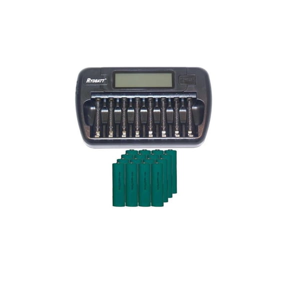 8 Bay AA / AAA LCD Battery Charger   16 AA 2700 mAh NiMH Batteries