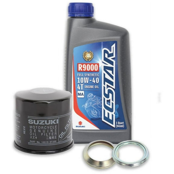 Suzuki ECSTAR R9000 Full-Synthetic 10W40 Oil Change Kit 4 Quarts 990A0-01E40-4KT for Suzuki Motorcycles that take 4 quarts.