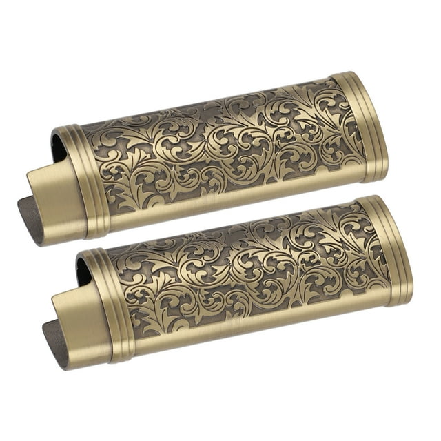 2 Pcs Metal Lighter Case Cover Holder with Vintage Floral Stamped, Zinc Alloy Shell Lighter Sleeve, Vintage Style Lighter Case Cover for Lighter , Camping