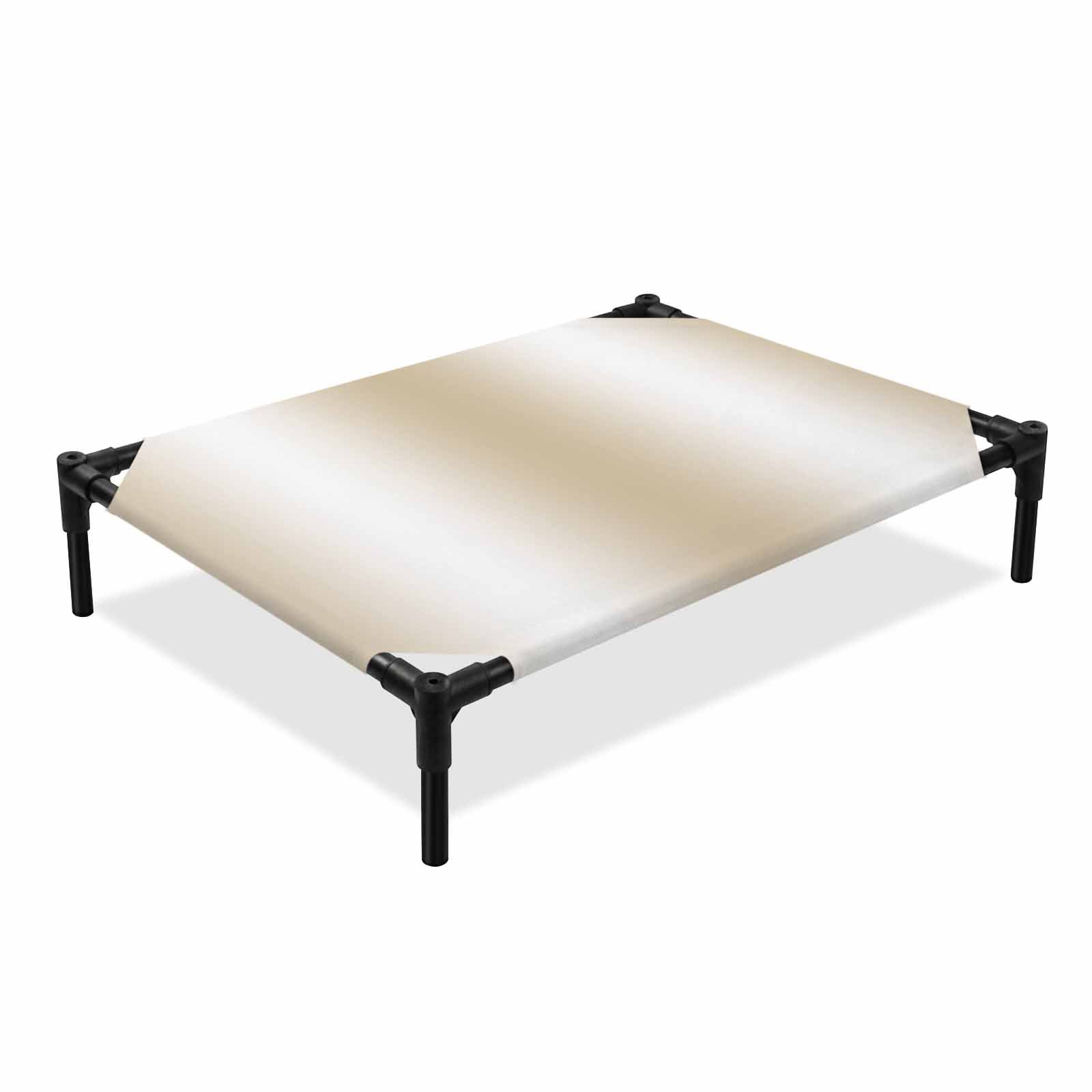 Beige Gradient Elevated Dog Bed Countryside Farmhouse Cooling Breathable Outdoor Raised Dog Cot Bed with Metal Frame Non-Slip Feet for Medium Dog 24x20in