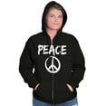 thumbnail image 3 of Hippie Peace Sign Make Love Not War Unisex Fleece Graphic Zip Up Hoodie Brisco Brands 2X, 3 of 5