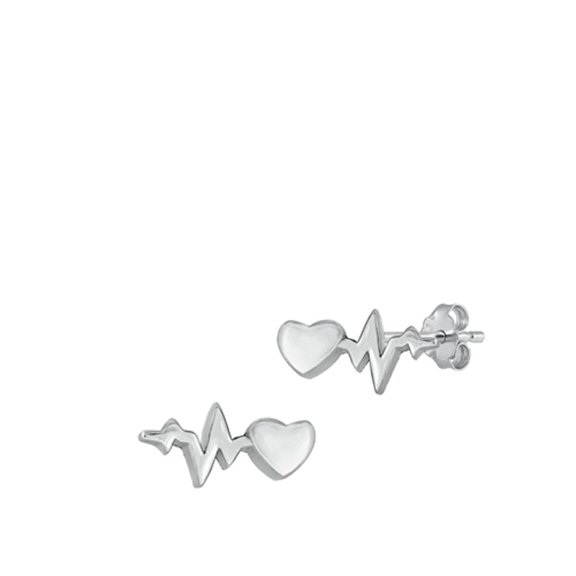 Sterling Silver Doctor Nurse Medical Heartbeat EKG Earrings 925 New Jewelry Female Unisex