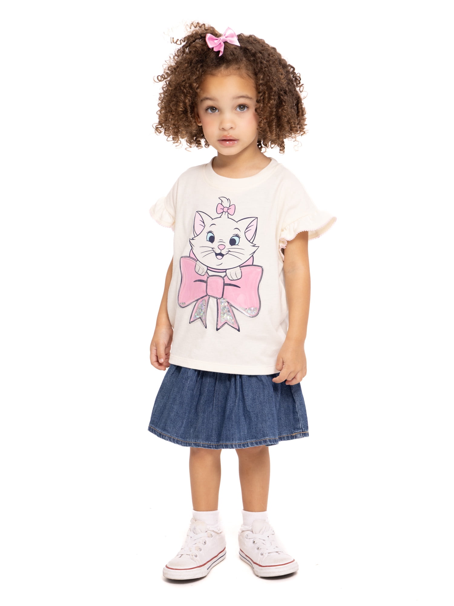 Disney Classics Marie Toddler Girls Ruffle Graphic Tee with Short Sleeves, Sizes 12M-5T