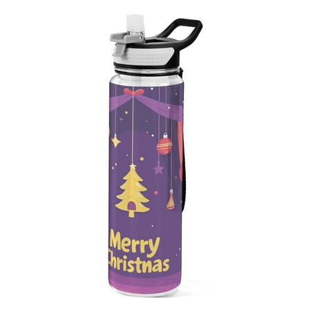 

32oz Transparent Sports Water Bottle with Straw BPA Free Tritan for Kids Adults Outdoor School Gym Fitness Christmas Stage Decorations