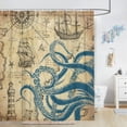 thumbnail image 6 of Funny Nautical Octopus Shower Curtain, Cool Coastal Ocean Beach Fabric Shower Curtains Set for Mens Boys Kids Bathroom Decorative, Fun Navy Blue Vintage Restroom Decor Accessories 72X 72 Inch, 6 of 7