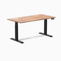 Desky Dual Softwood Sit Stand Desk - Acacia / 60 X 30 Inches / Matte Black