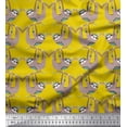 thumbnail image 1 of Soimoi Georgette Viscose Fabric Feather,Branch & Sloth Cartoon Printed Fabric 1 Yard 42 Inch Wide, 1 of 1