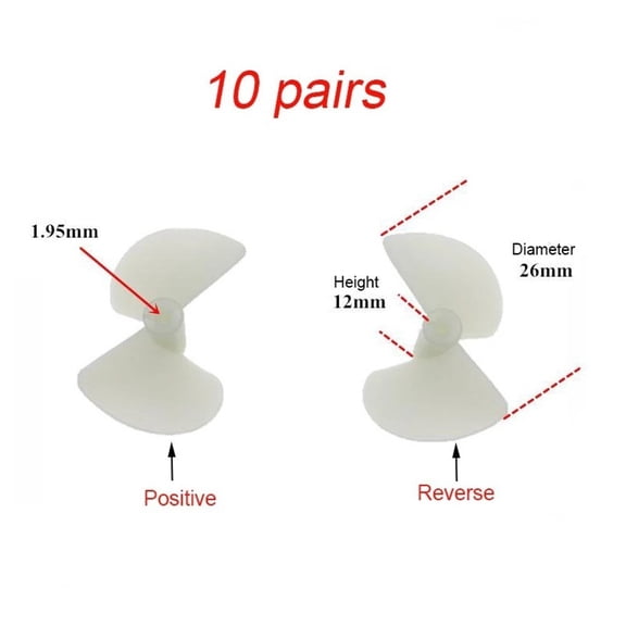 10 Pairs 2-Blade Propeller 2mm Shaft 26mm Prop for DIY Toy Boat Marine RC Boat