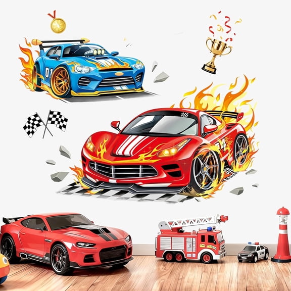 CCOCC Racing Car Sports Cars Trophies Boys Wall Decals Stickers,Cars Wall Decor