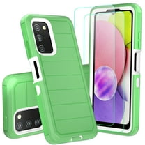 NIFFPD Samsung Galaxy A03S Case with Screen Protector Tough Rugged Shockproof Protective Phone Case for Galaxy A03S Green&White