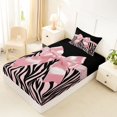 thumbnail image 4 of Erosebridal Pink Bowknot Kids Twin Sheet Sets,Chic Zebra Stripe Print Bedding For Girls 3 Pieces, 4 of 6