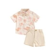 thumbnail image 2 of Elippeo Baby Kids Boys Shorts Set 6 12 18 24 Months 3 4 Years Short Sleeve Leaves Deer Tiger Print Shirt with Shorts Summer Outfit, 2 of 10