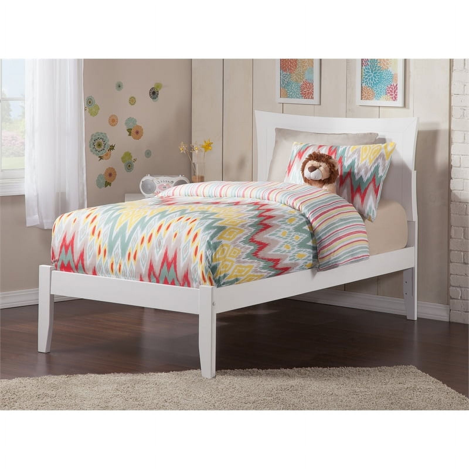 Leo Lacey Solid Wood Twin Platform Bed with USB Charging Station in White Walmart