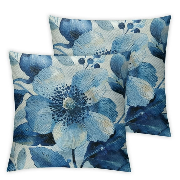 Throw Pillow Covers Blue Floral Pillow Covers Set of 2 Throw Pillows Decorative Pillow Cases Cushion Covers for Bedroom Livingroom Sofa Farm House