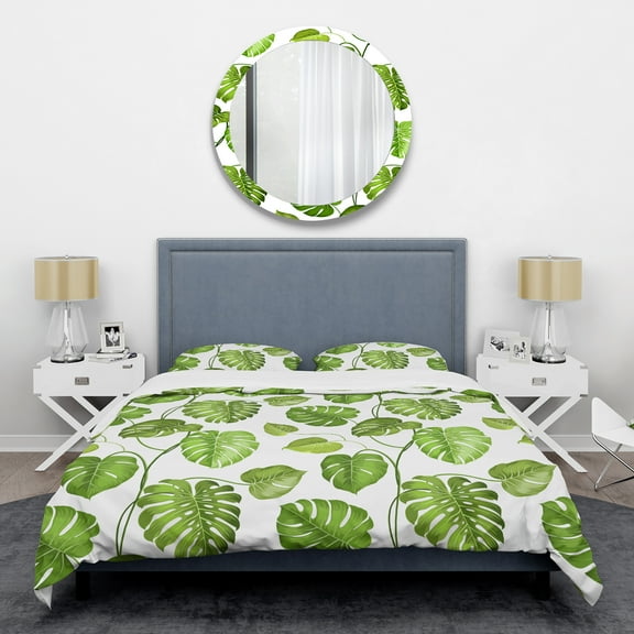Designart 'Tropical Palm Leaves II' Mid-Century Modern Duvet Cover Set