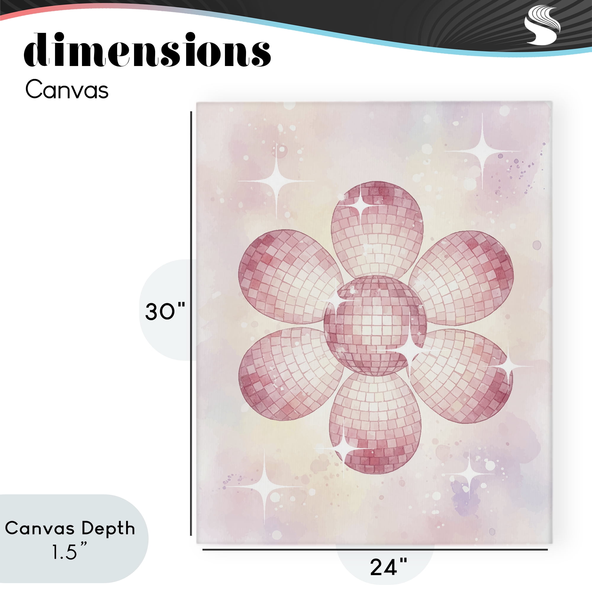 Stupell Industries Dreamy Pink Disco Ball Flower Canvas Wall Art, design by Lil' Rue