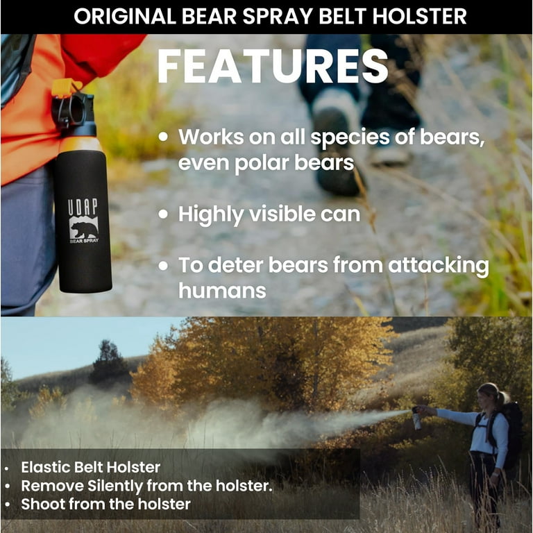 UDAP Pepper Power Bear Spray With Holster – 2-Pack, 7.9 Oz, 40 Ft Fog Barrier, Safety Orange