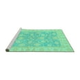 thumbnail image 2 of Ahgly Company Machine Washable Indoor Round Oriental Turquoise Blue Traditional Area Rugs, 3' Round, 2 of 4