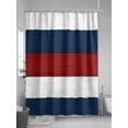 thumbnail image 5 of Fsddascl Red Navy Blue Stripe Shower Curtain Set - Long 72" x 84" Washable Bathtub Curtain with 12 Hooks, Retro Farmhouse Striped Vintage Waterproof Fabric Stall Shower Curtains for Bathroom/Bathtub, 5 of 6