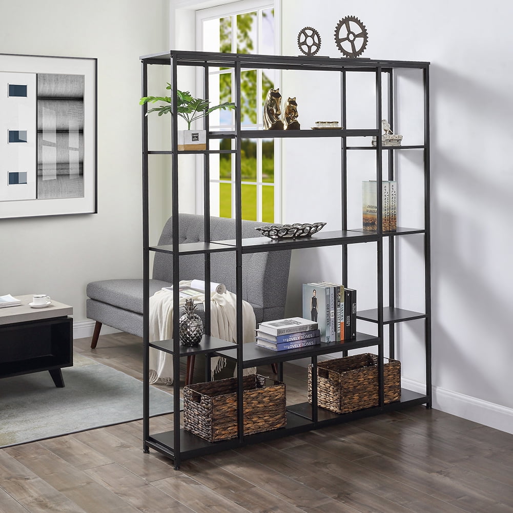 Resenkos 5 Tier Tall Industrial Bookcase Wood Metal Frame Standing Book Shelf, Display Bookshelves Storage Organizer,Black Resenkos 5 Tier Tall Industrial Bookcase Wood Metal Frame Standing Book Shelf, Display Bookshelves Storage Organizer,Black