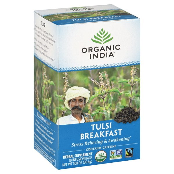 Organic India Tulsi Holy Basil Breakfast Tea Infusion Bags, 18 count, 1
