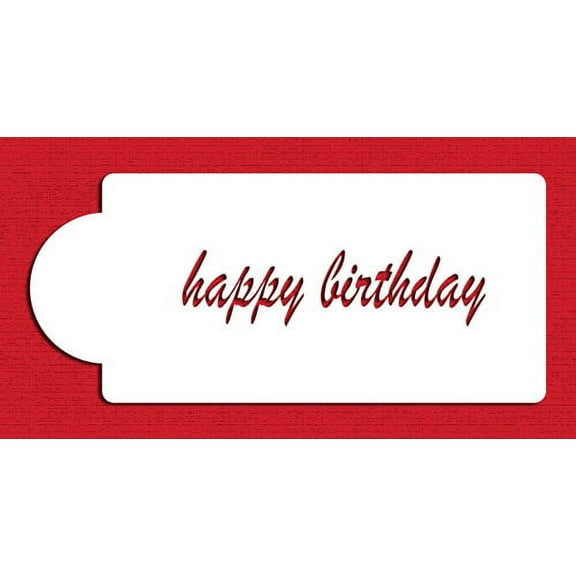 Designer Stencils C172 Sugarveil Birthday Cake Stencil, Beige/semi-transparent