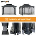 thumbnail image 5 of Sunjoy Hardtop Gazebo 10 x 12 ft. with Solar Panel Outdoor Patio Aluminum Frame Gazebo , 2-Tier Steel Hardtop Backyard Gazebo with Netting and Ceiling Hook, Black, 5 of 10