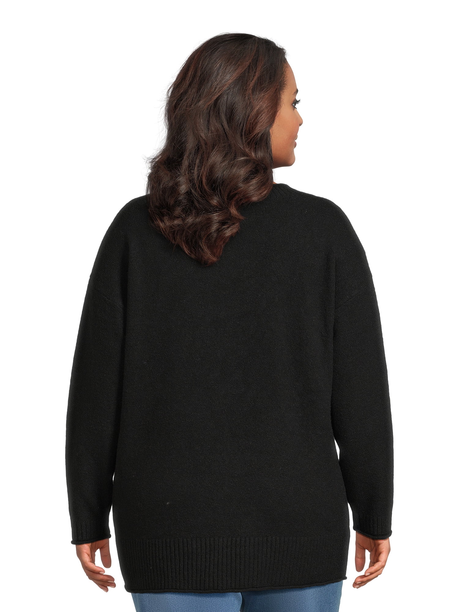 plus size black crew neck sweater