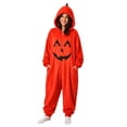 thumbnail image 2 of Ruyelune Yellow Halloween Skeleton Onesie Adult Pumpkin Print Hooded Oversized Onesie Pajamas Soft Cozy Funny Party One Piece Jumpsuit 2026 M, 2 of 6