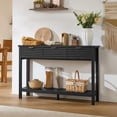 thumbnail image 6 of LEYAOYAO Modern Fluted Console Table, Narrow Long Behind Couch Sofa Entryway Table with 3 Drawers & 1-Tier Open Shelf, Black, 6 of 8