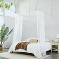 thumbnail image 4 of WARM HOME DESIGNS Set of 2 White & White King Canopy Bed Curtains in 55 x 288 Inch Size. BE White & White 288, 4 of 6