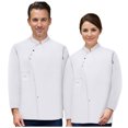 thumbnail image 3 of Unisex Chef Coat Short Sleeve Chef Jacket Breathable Stand Collar Restaurant Kitchen Work Breathable Cooking Uniform,White,XXXL, 3 of 7