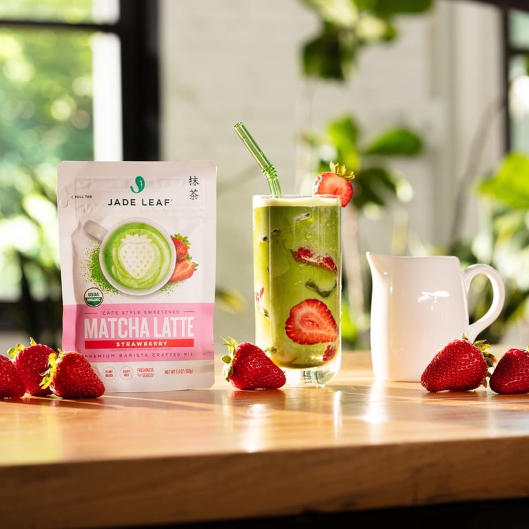 Jade Leaf Organic Matcha Latte Mix, Strawberry, Dairy-Free, 5.3 oz