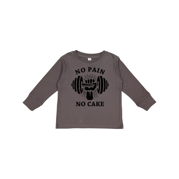 Inktastic No Pain No Cake BLK Boys or Girls Long Sleeve Toddler T-Shirt