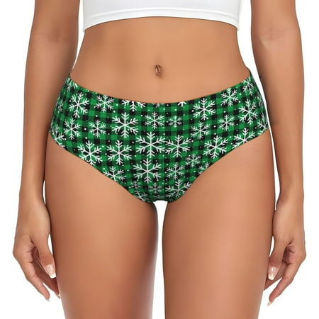 Christmas At Buffalo Plaid Womens Briefs Underwear  No Show Seamless Underwear for Women  Soft Stretch Women s Panties  Classic Hipster Panties Bikini Underwear Briefs for Ladies