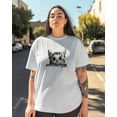 thumbnail image 3 of Women's Graphic T-Shirt White M Women's Tops Cute Cat Crew Neck Short Sleeve Shirts for Women, 3 of 3