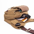 thumbnail image 3 of Mens Vintage Canvas Shoulder Messenger Bag Chest Leather Patchwork Messenger Bag(255KHAKI), 3 of 5