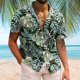 thumbnail image 2 of Camisas De Sport Para Hombre Hombres Casual Manga corta Primavera Verano Turndown Neck 3D Impreso Camisas Moda Top Blusa Camisas (Green, XXL), 2 of 4