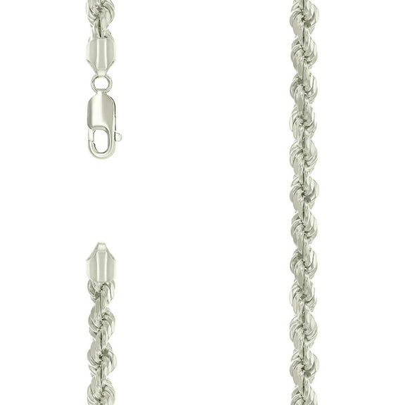 925 Sterling Silver Hollow Rope Chain Silver 5.3mm Necklace 22 Inch Chain Necklace for Women and Men