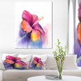thumbnail image 1 of Red Yellow Hibiscus Flower in Blue - Large Flower Canvas Wall Art, 1 of 3