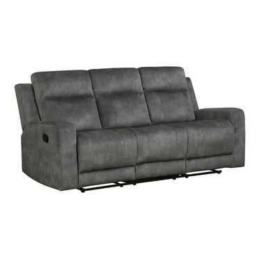 Lexicon Yates Microfiber Double Reclining Sofa in Brownish gray
