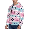 thumbnail image 3 of Sikiie Pink Striped Flamingo Men's Hoodie, Essentials Hoodie, Sweatshirt, Pullover Hooded Sweatshirt for Men-Large, 3 of 7