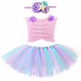 thumbnail image 3 of Disfraz de sirena para niñas, regalos de cumpleaños, conjuntos de falda tutú de princesa sirena para niñas pequeñas, tops + falda de tul, conjunto de ropa para niñas, 3 of 5