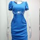 thumbnail image 4 of Women Short Dress, Hip Wrap Cut Out Waist Dress Pure Color For Daily Wear, 4 of 7