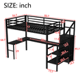 thumbnail image 4 of Tcbosik Full Size Loft Bed with Charging Station and LED Light, L-Shaped Desk, Storage Wardrobe and Adjustable Shelf, Metal Bed Frame with Stair and Guardrail, Space Saving, Black, 4 of 9