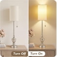 thumbnail image 3 of NATYSWAN Table Lamps Set of 2 - 28" Tall Skinny Brushed Nickel Finish Resin Table Lamp for Living Room,Traditional Candlestick Lamp with Pull Chain for Console Table,Dining Room, 3 of 8