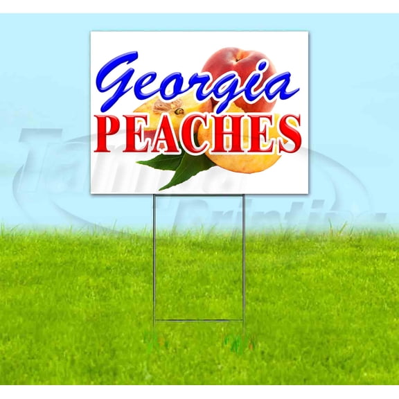Georgia Peaches (18" X 24") Yard Sign, Includes Metal Step Stake