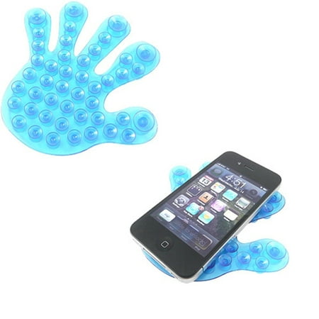 Blue Double Sided Suction Cup Holder Hand Shape E1D Compatible With LG Escape 3 (K373), K8+ (2018) - Motorola One, Moto Z3 G5 PLUS (XT1687) Play Z2 Play Z Play Droid Force Droid X4 G7 (Texas Holdem Best Hands To Play)